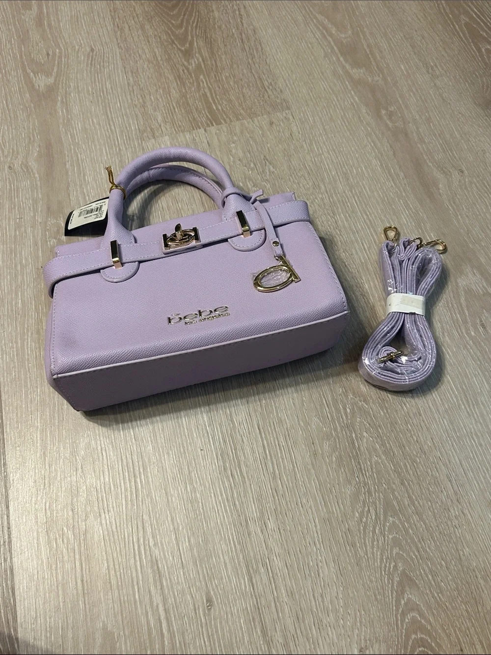 Bebe Los Angeles NWT Evie Satchel Lilac Purple Small Handbag Crossbody Strap - Picture 8 of 8